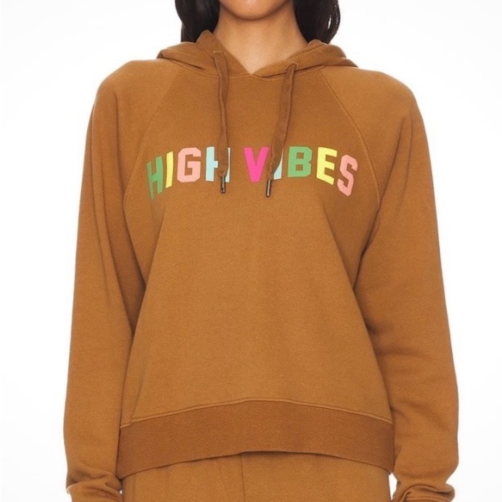 Spiritual Gangster Brown Hoodie with 'HIGH VIBES' - Small